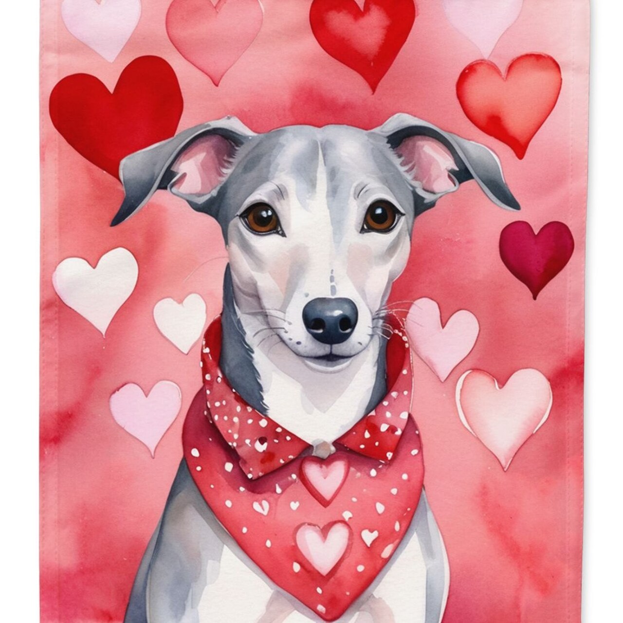 Edge Collections - 28" X 40" - Multicolor - Whippet My Valentine Large Porch - 1 Piece